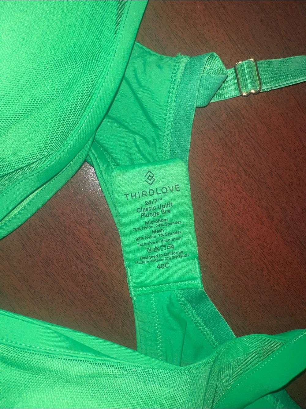 ThirdLove Bright Green Classic Uplift Plunge Bra - Picture 2 of 3